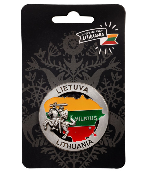 Apvalus magnetas Lietuvos kontūras ir Vytis